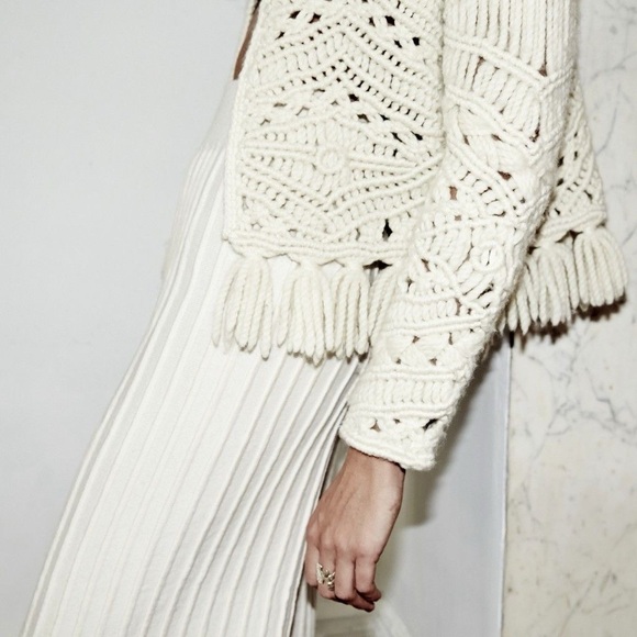 Anthropologie Cream Crochet Cardigan Sweater - Picture 13 of 15